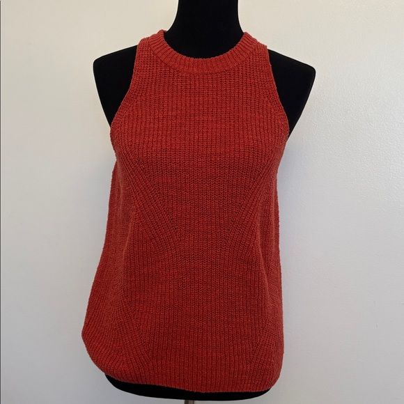 Madewell Tops - Madewell Red Ribbed Knit Sleeveless Sweater Size Small